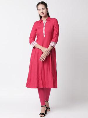 Ethnicity Handmade Collared dress with Functional Button-Down Placket