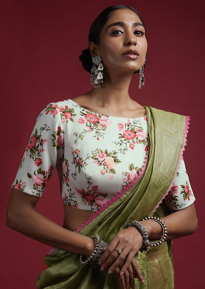 In-Sattva Women's Satin Half Sleeve Boat Neck Blouse; Mint Green