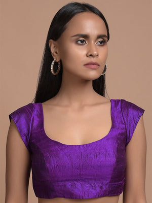 In-Sattva Women's Satin Cap Sleeve Scoop Neck Blouse; Tulip Lavender