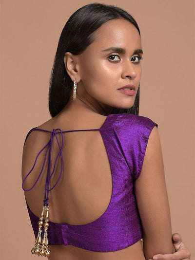 In-Sattva Women's Satin Cap Sleeve Scoop Neck Blouse; Tulip Lavender