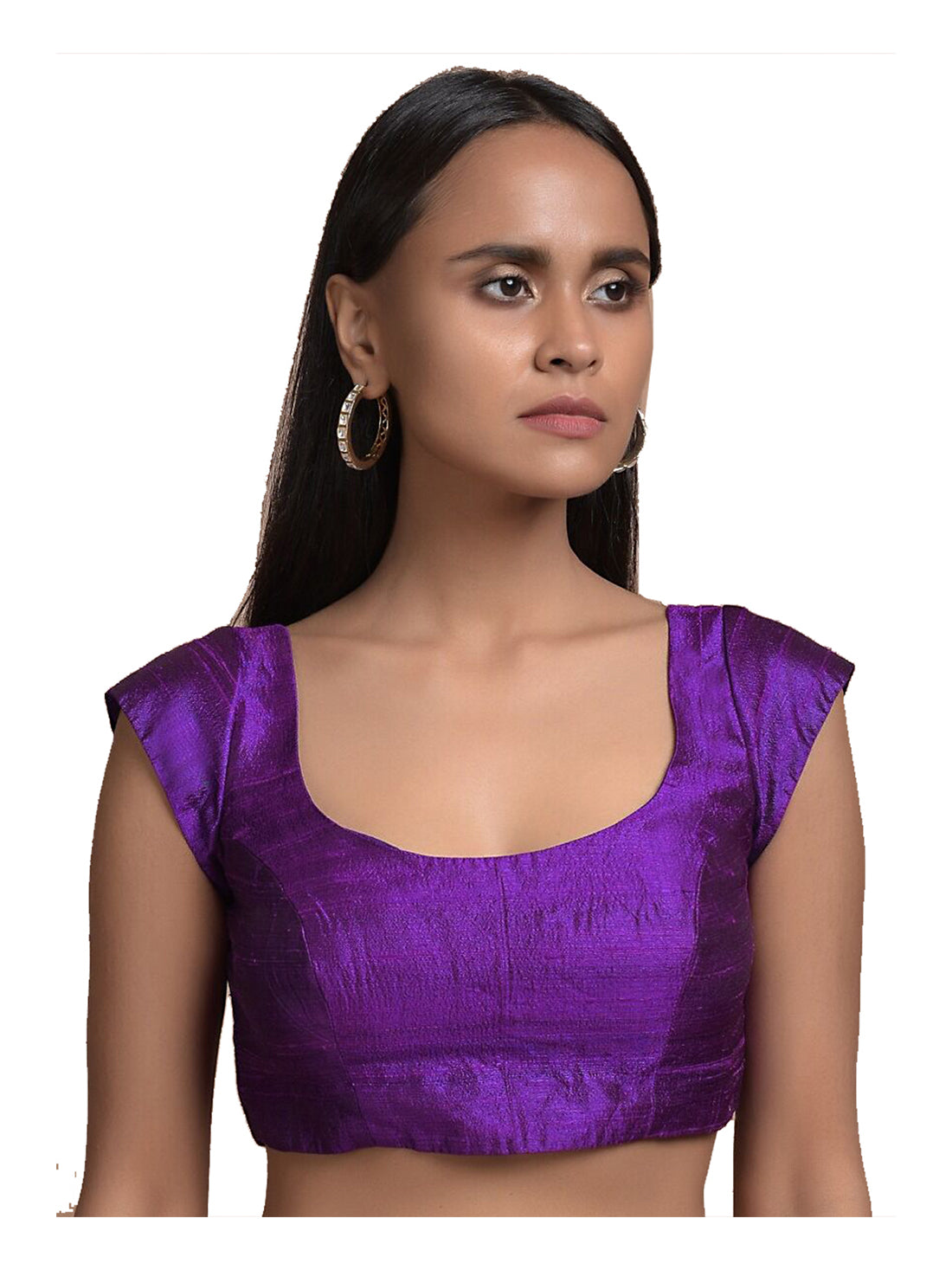 In-Sattva Women's Satin Cap Sleeve Scoop Neck Blouse; Tulip Lavender