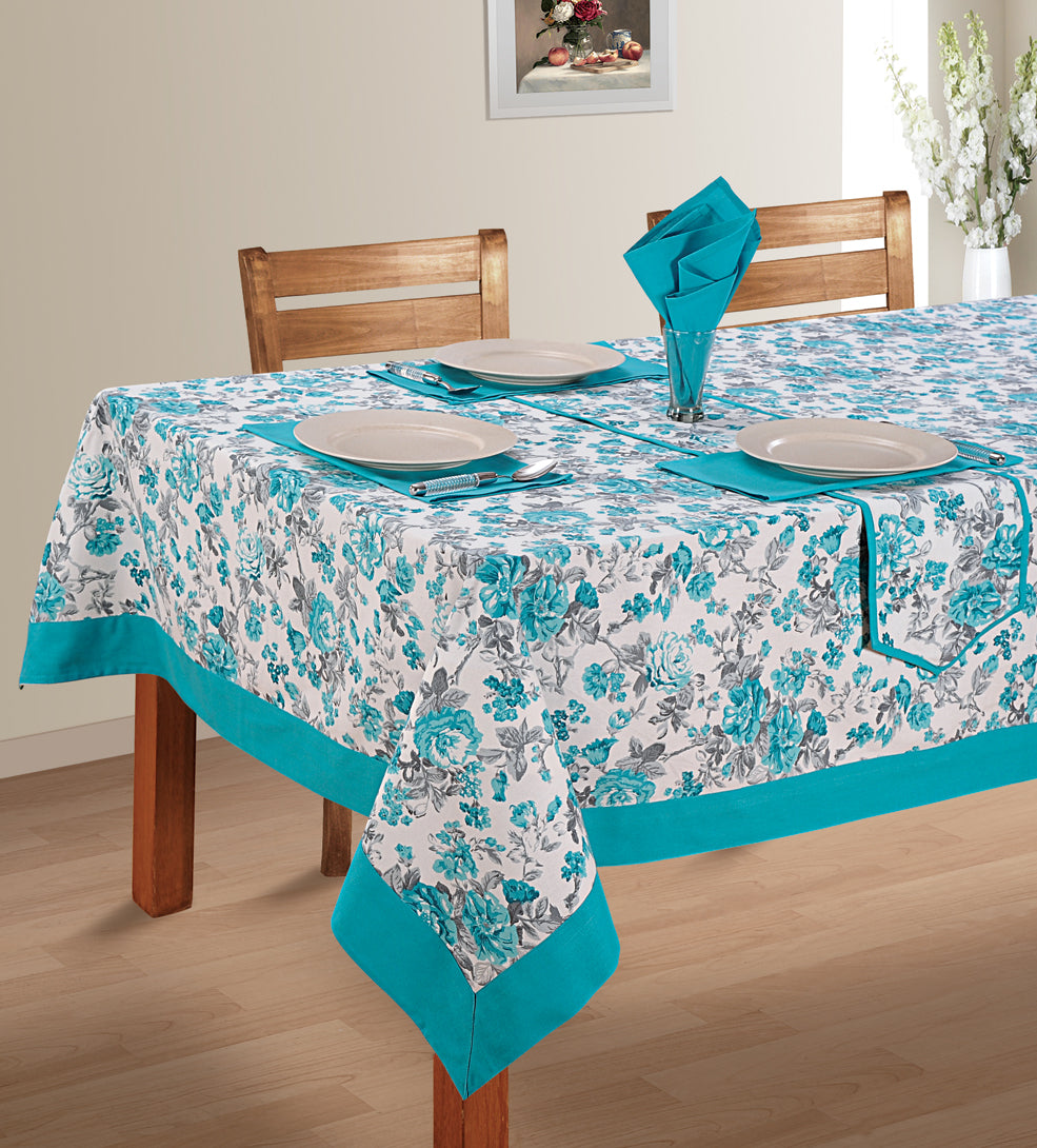 In-Sattva Home 100% Cotton Serene Spring Print Washable Rectangular Table Cover Cloth