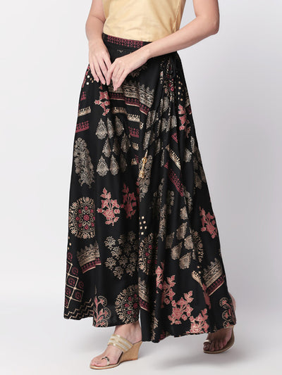 Ethnicity Artisan Boho Printed Black Lehenga Skirt