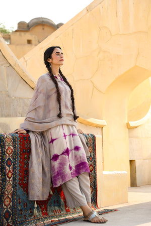 In-Sattva Mayori Pure Cotton Handcrafted Grey Straight Cut Pants| Side View
