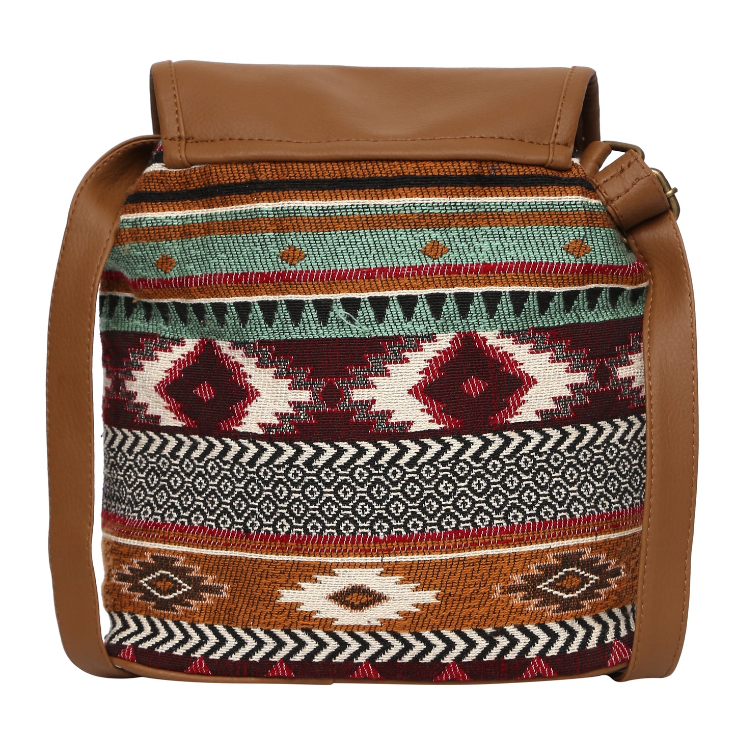Women's Crossbody Multicolor Green Tribal Print Bucket Bag