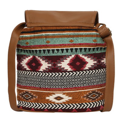 Women's Crossbody Multicolor Green Tribal Print Bucket Bag