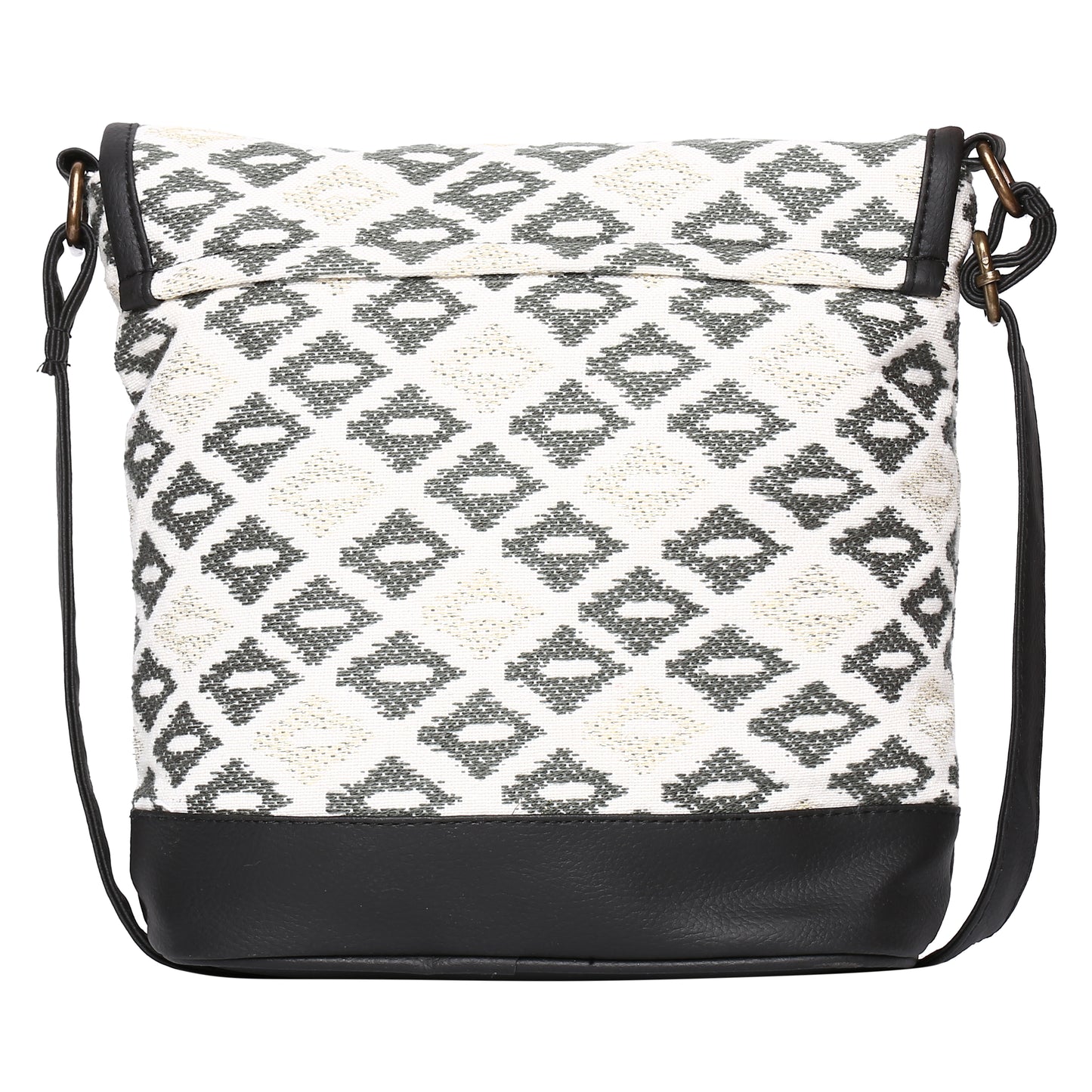 Women's Crossbody Black and White Diamond Satchel Bag