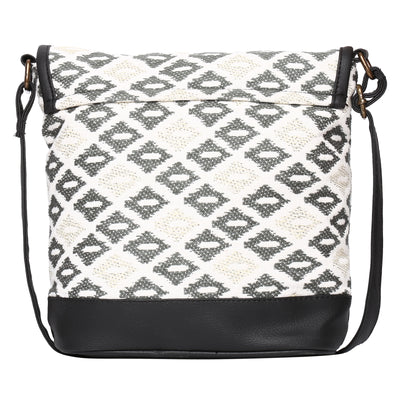 Women's Crossbody Black and White Diamond Satchel Bag