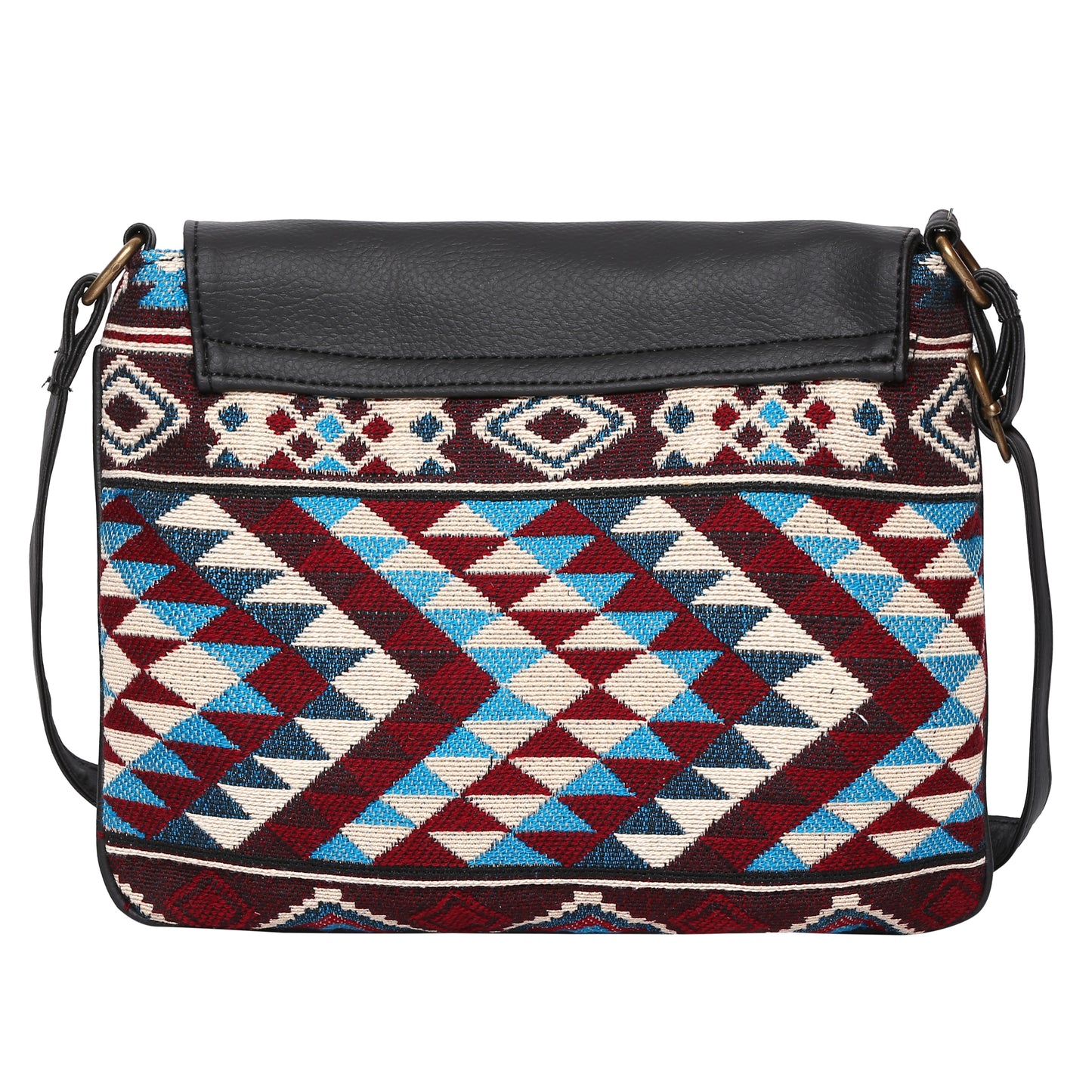 Women's Crossbody Multicolored Red Aztec Print w/Tassel