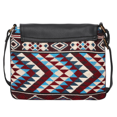 Women's Crossbody Multicolored Red Aztec Print w/Tassel