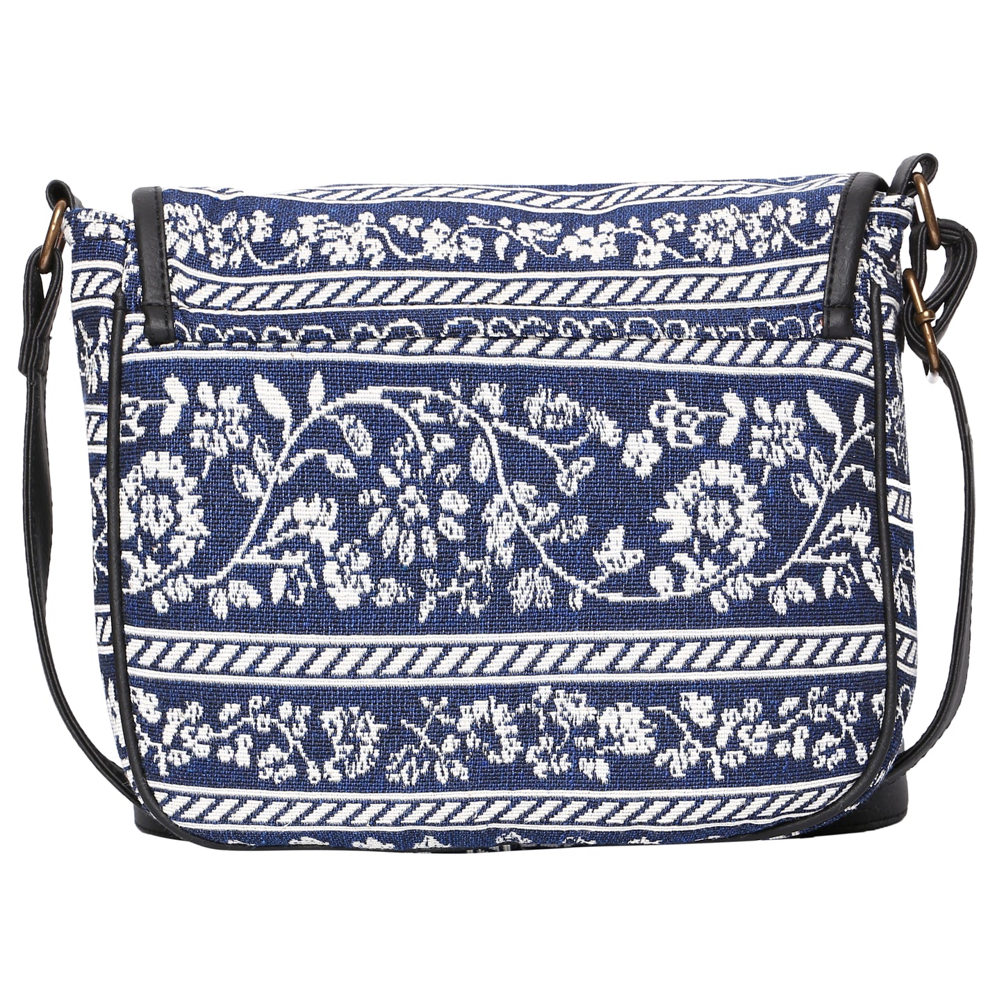 Women's Crossbody Navy Blue Floral Striped Bag