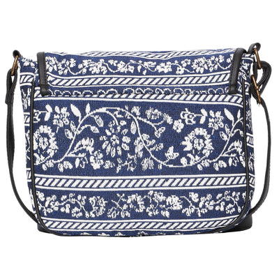 Women's Crossbody Navy Blue Floral Striped Bag