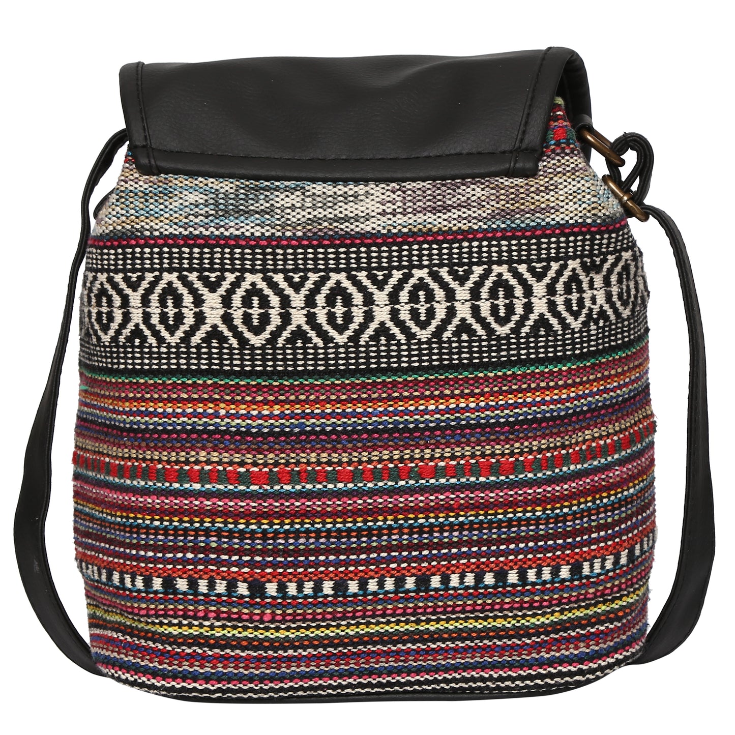 Women's Crossbody Multicolor Red Tribal Print Bucket Bag