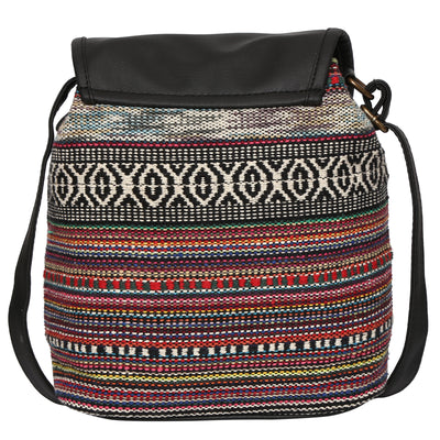 Women's Crossbody Multicolor Red Tribal Print Bucket Bag