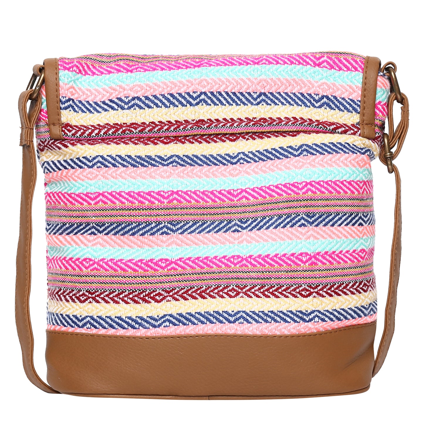 Women's Crossbody Multicolored Striped Textured Bag