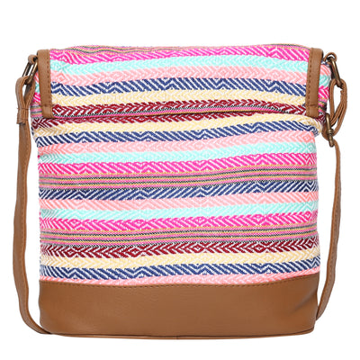 Women's Crossbody Multicolored Striped Textured Bag