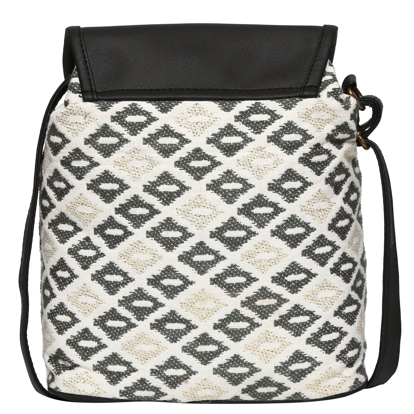 Women's Crossbody Black and White Diamond Print