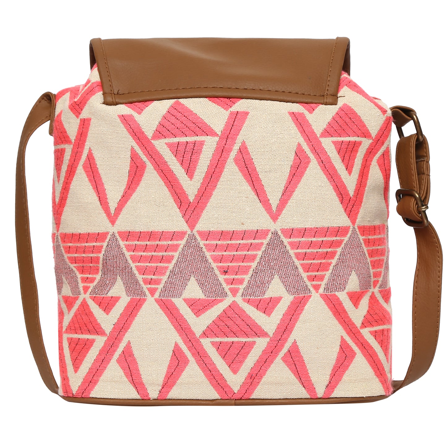 Women's Crossbody Cream and Coral Boho Print