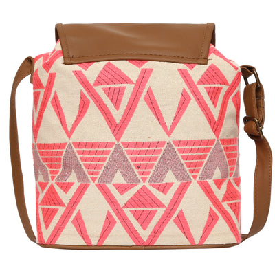 Women's Crossbody Cream and Coral Boho Print