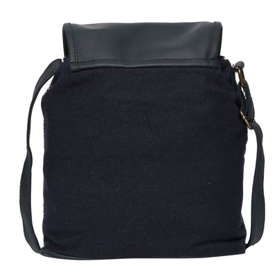 Women's Crossbody Navy Blue with Chenille Boho Print Bag