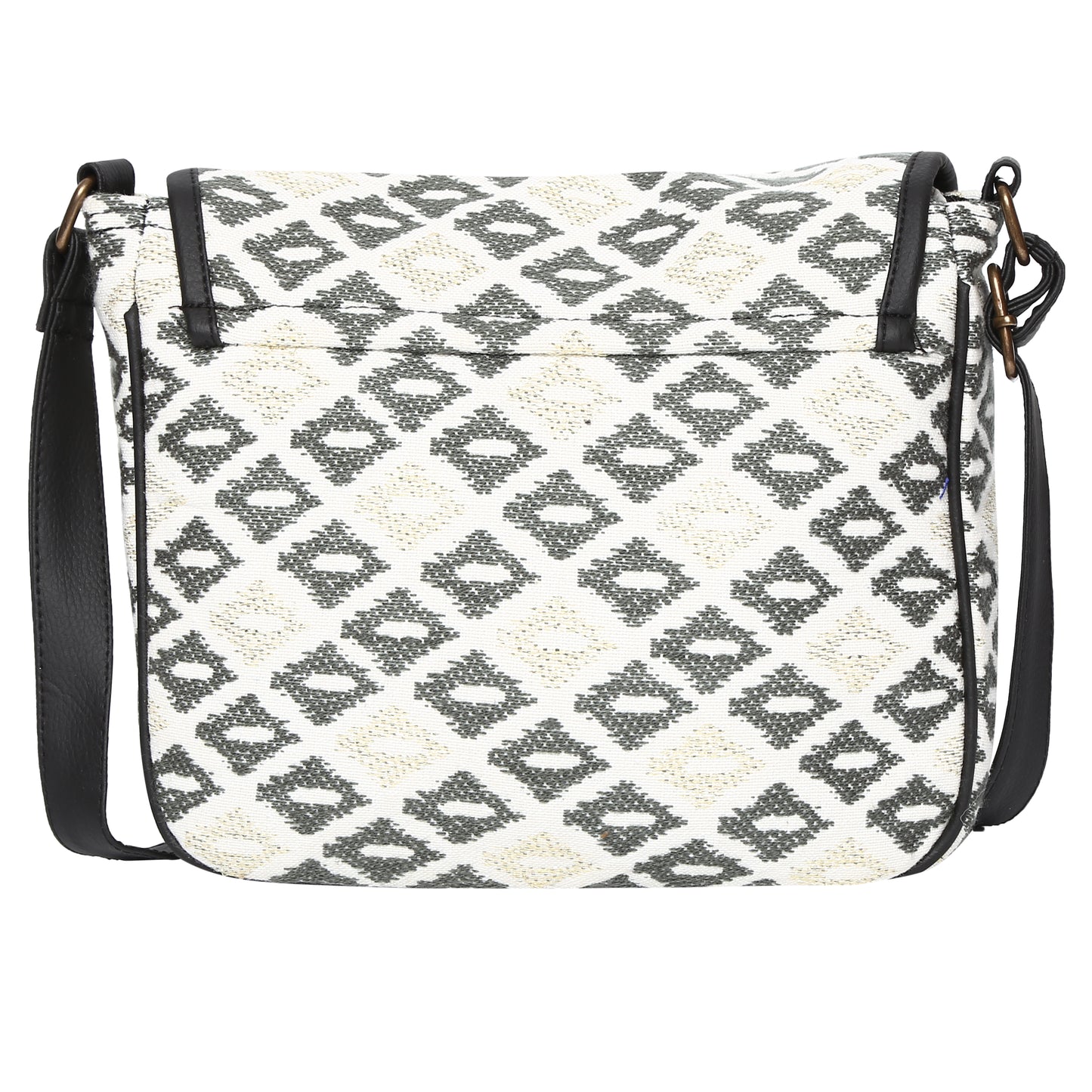 Women's Crossbody Black and White Diamond Textured Bag