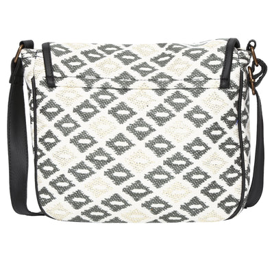 Women's Crossbody Black and White Diamond Textured Bag