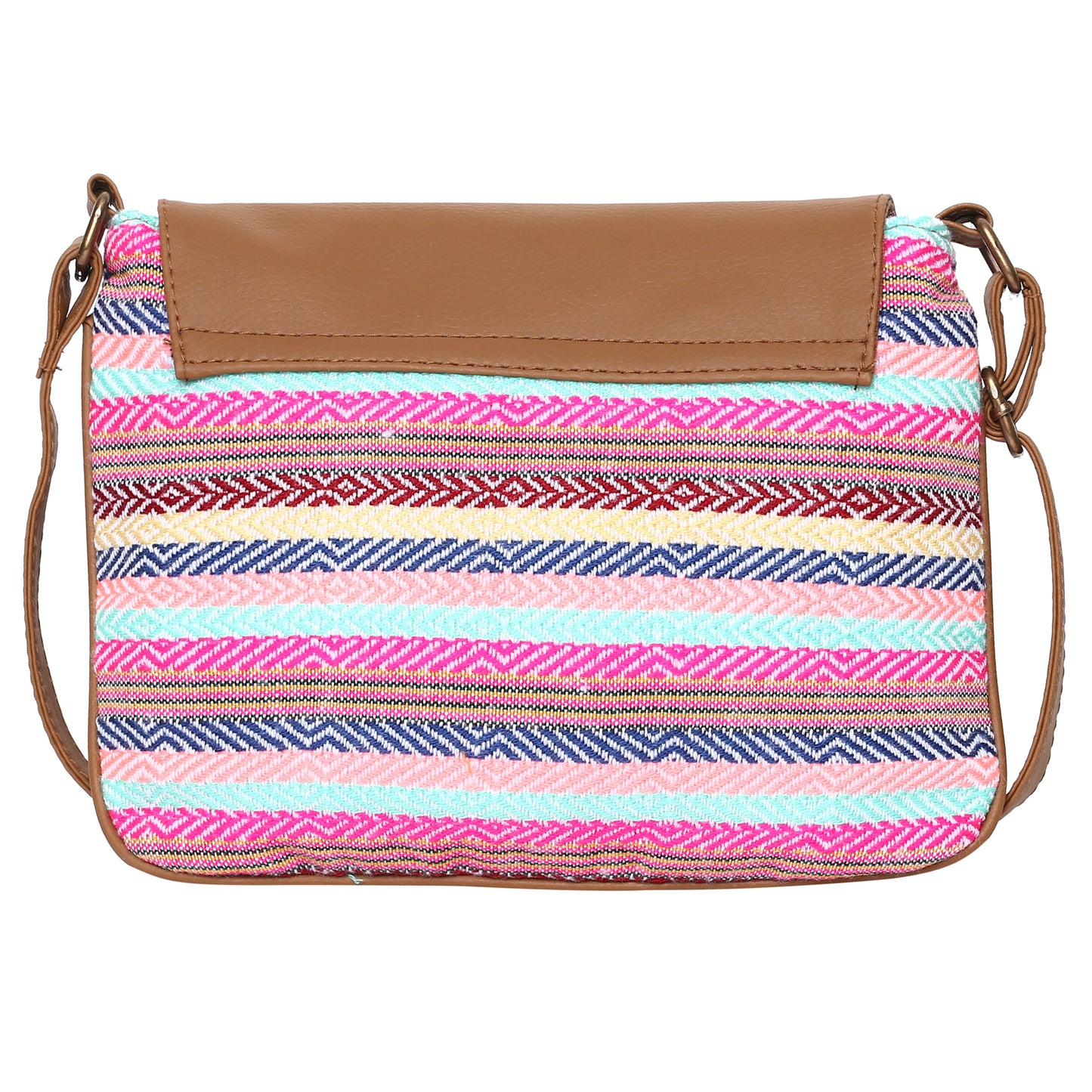 Women's Crossbody Multicolored Striped Print w/Tassel