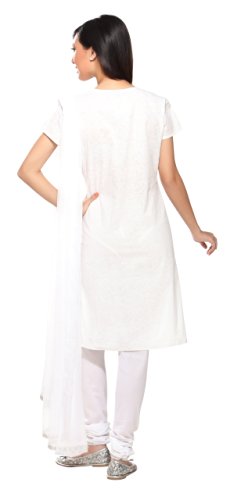 Trishaa Women's Salwaar Kameez Set With Embroidered Yoke - Back