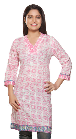 Rangmanch Women's Kurta Tunic - Printed Dobby ÌÎå«ÌÎ_ÌÎÌ_ÌÎåÌÎÌ_ÌÎå´ Pink Front