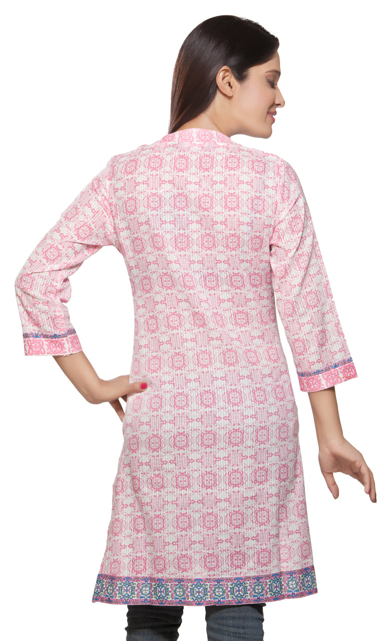 Rangmanch Women's Kurta Tunic - Printed Dobby ÌÎå«ÌÎ_ÌÎÌ_ÌÎåÌÎÌ_ÌÎå´ Pink Back