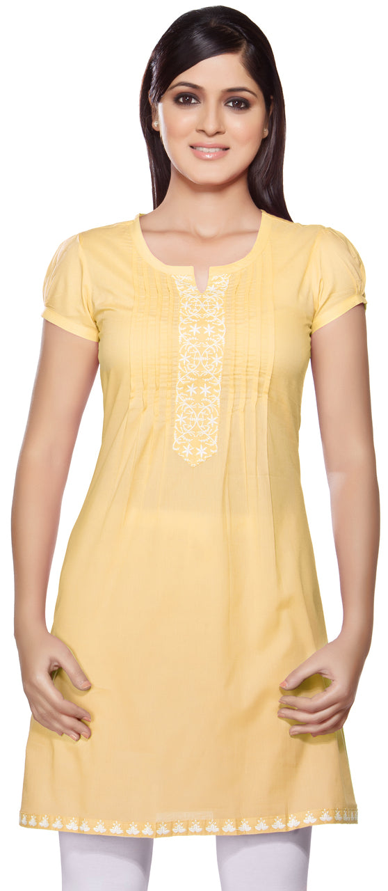 Rangmanch Women's Kurta Tunic - Round Neck ÌÎå«ÌÎ_ÌÎÌ_ÌÎåÌÎÌ_ÌÎå´ Yellow Front