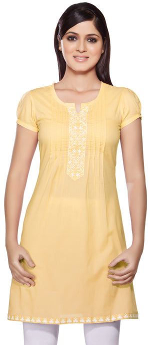 Rangmanch Women's Kurta Tunic - Round Neck ÌÎå«ÌÎ_ÌÎÌ_ÌÎåÌÎÌ_ÌÎå´ Yellow Front