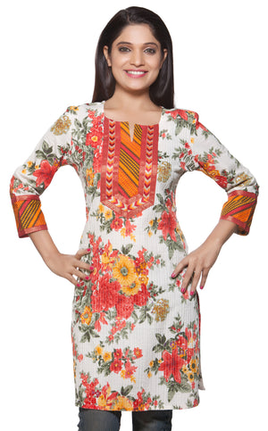 Rangmanch Women's Kurta Tunic - Floral Print & Pintucked ÌÎÌ_Ì´åÇÌÎÌ__ÌÎÌ_ÌÎ_ÌÎÌ_Ì´åÌÎÌ_ÌÎ_ÌÎÌ_Ì´å« Front