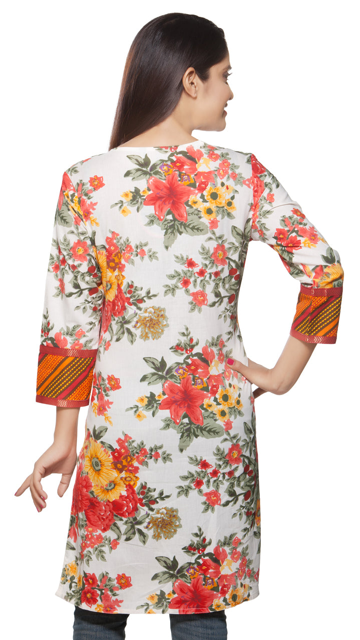 Rangmanch Women's Kurta Tunic - Floral Print & Pintucked ÌÎÌ_Ì´åÇÌÎÌ__ÌÎÌ_ÌÎ_ÌÎÌ_Ì´åÌÎÌ_ÌÎ_ÌÎÌ_Ì´å« Back