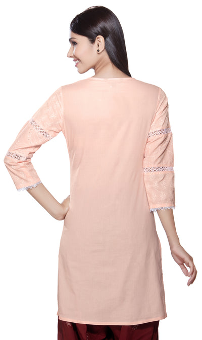 Rangmanch Women's Kurta Tunic - Lace & Sequins Work ÌÎÌ_Ì´åÇÌÎÌ__ÌÎÌ_ÌÎ_ÌÎÌ_Ì´åÌÎÌ_ÌÎ_ÌÎÌ_Ì´å« Peach Back