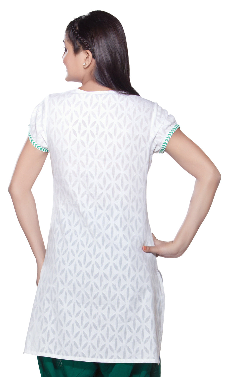Rangmanch Women's Kurta Tunic- Embroidered Neck Yoke ÌÎå«ÌÎ_ÌÎÌ_ÌÎåÌÎÌ_ÌÎå´ White Back