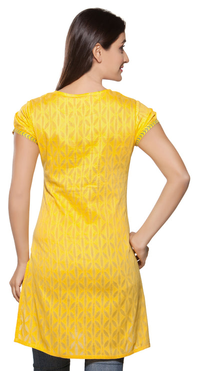 Rangmanch Women's Kurta Tunic- Embroidered Neck Yoke ÌÎå«ÌÎ_ÌÎÌ_ÌÎåÌÎÌ_ÌÎå´ Yellow Back