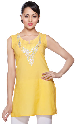 Rangmanch Women's Kurta Tunic- Neckline Print & Sleeveless ÌÎå«ÌÎ_ÌÎÌ_ÌÎåÌÎÌ_ÌÎå´ Front