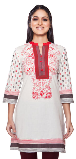 Rangmanch Women's Kurta Tunic- Printed Sleeves & Contrast Yoke ÌÎÌ_Ì´åÇÌÎÌ__ÌÎÌ_ÌÎ_ÌÎÌ_Ì´åÌÎÌ_ÌÎ_ÌÎÌ_Ì´å« Front