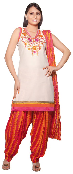 Trishaa Women's Salwaar Kameez Set with Embroidered Yoke - Front