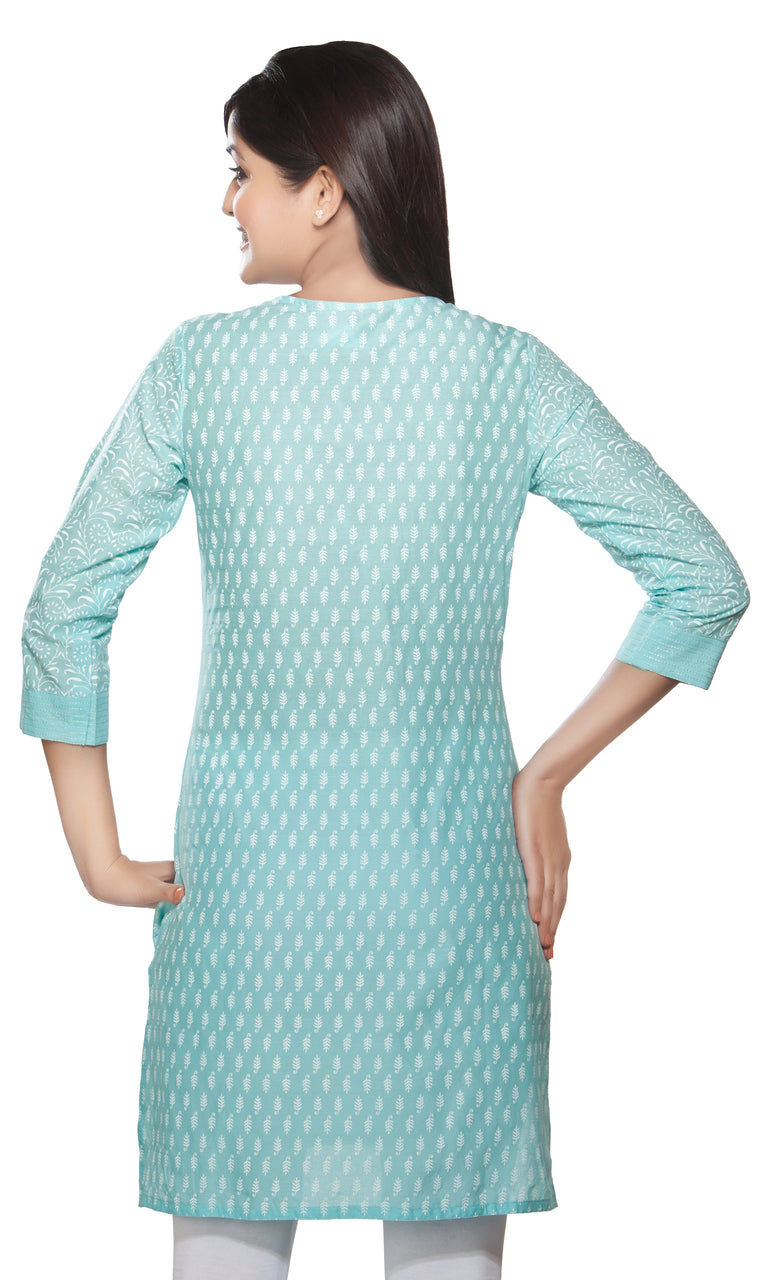 Rangmanch Women's Kurta Tunic - Sequinsed Neckline ÌÎÌ_Ì´åÇÌÎÌ__ÌÎÌ_ÌÎ_ÌÎÌ_Ì´åÌÎÌ_ÌÎ_ÌÎÌ_Ì´å« Blue Back