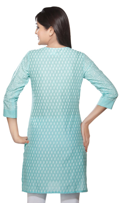 Rangmanch Women's Kurta Tunic - Sequinsed Neckline ÌÎÌ_Ì´åÇÌÎÌ__ÌÎÌ_ÌÎ_ÌÎÌ_Ì´åÌÎÌ_ÌÎ_ÌÎÌ_Ì´å« Blue Back