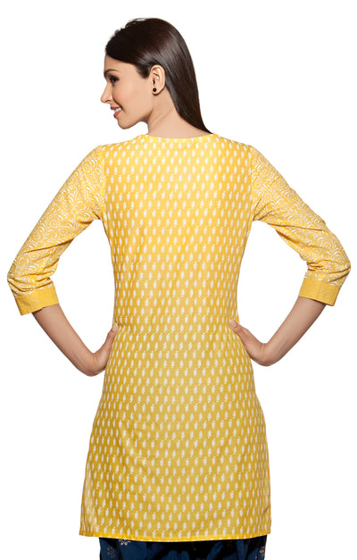 Rangmanch Women's Kurta Tunic - Sequinsed Neckline ÌÎÌ_Ì´åÇÌÎÌ__ÌÎÌ_ÌÎ_ÌÎÌ_Ì´åÌÎÌ_ÌÎ_ÌÎÌ_Ì´å« Yellow Back