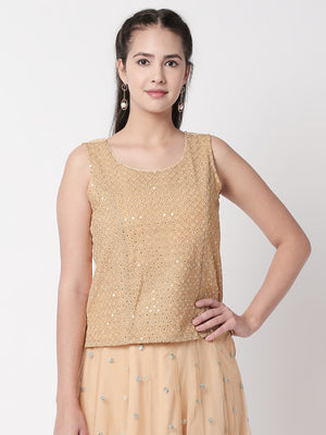 Ethnicity Artisan Gold Sleeveless Mirrored Top