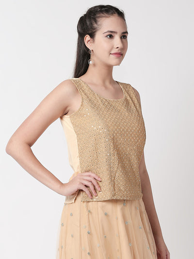 Ethnicity Artisan Gold Sleeveless Mirrored Top