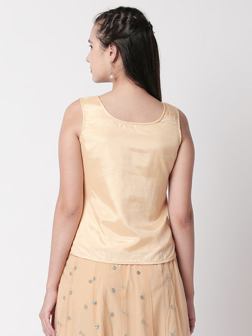 Ethnicity Artisan Gold Sleeveless Mirrored Top