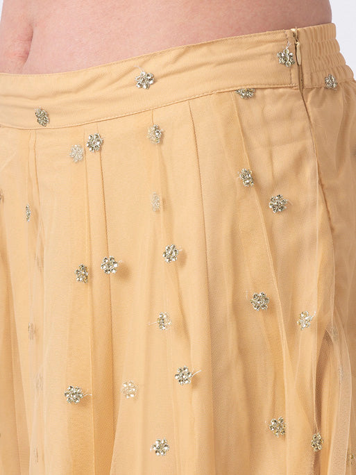 Ethnicity Elegant Gold Lehenga Skirt with Metallic Embroidery