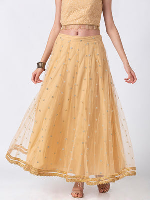 Ethnicity Elegant Gold Lehenga Skirt with Metallic Embroidery