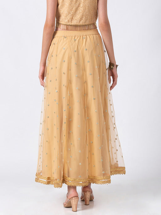 Ethnicity Elegant Gold Lehenga Skirt with Metallic Embroidery