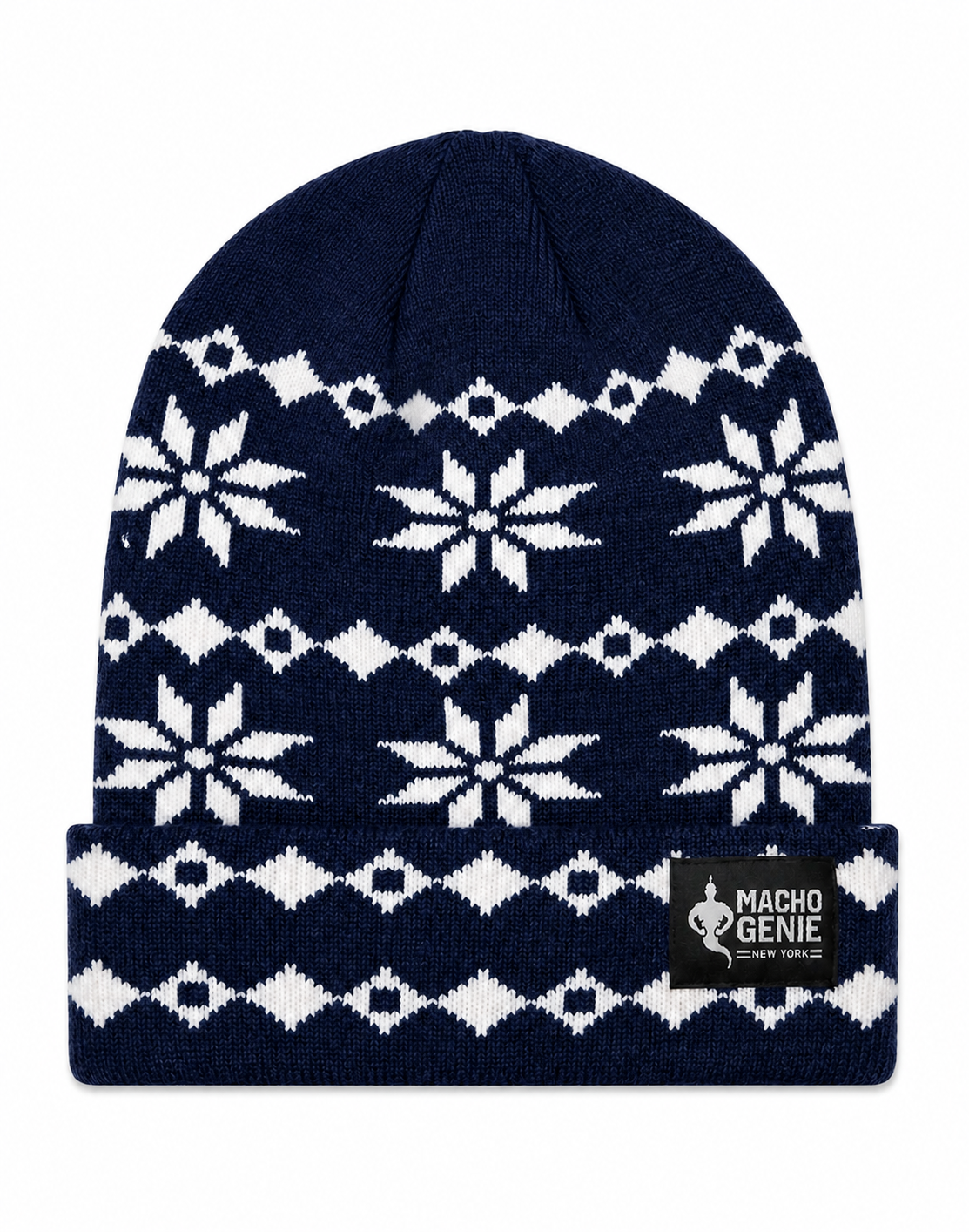 Macho Genie Men’s Nordic Knitted Beanie Cap – Navy Blue
